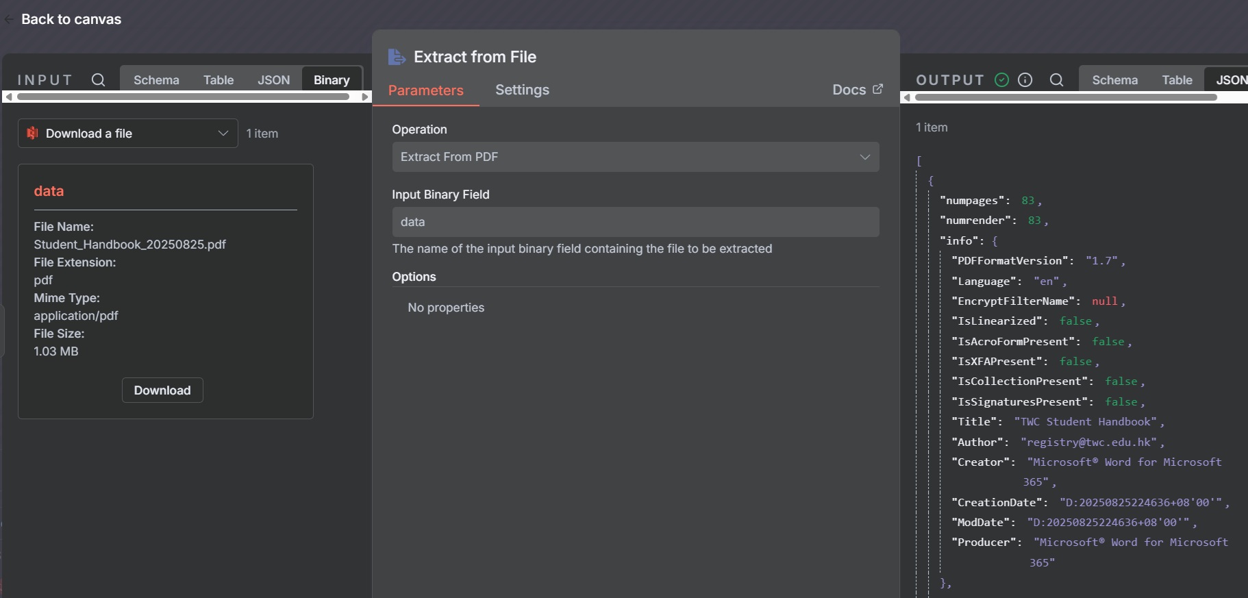 Extract file node